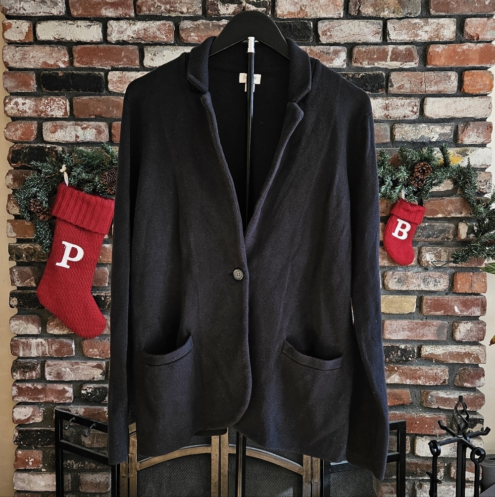J. Crew Women's Black Knit Blazer Jacket